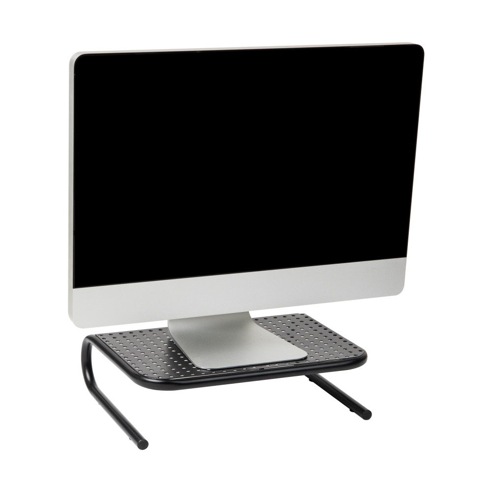 Boost Your Comfort with a Space-saving, Durable Monitor Stand Elevate your computer monitor, flat-screen TV, or laptop with this versatile monitor stand. Offering both convenience and extra height, this stand is lightweight yet robust, making it easy to transport and durable for daily use. The stand weighs just 3 lbs. (1.36 kg) but can support up to 44 lbs. (20kg) thanks to its sturdy metal construction. The stand features a ventilated design to ensure adequate airflow for your devices, protecting them from overheating. Non-slip feet keep both the stand and your devices stable and secure. Raising your monitor to eye level, this stand can help reduce neck and back strain, making it ideal for long working hours. In addition to providing ergonomic benefits, the monitor stand helps declutter your workspace. Use the space underneath the stand to store office supplies, papers, folders, and more. This monitor stand makes a great gift for college students heading off to dorm rooms, new homeowners, or anyone looking to enhance their workspace.  Versatile functionality: This monitor stand is designed to accommodate a standalone monitor, small television, or laptop, providing flexibility for various electronic devices. It can hold up to 44 lbs. (20kg)  Suitable for various settings: Whether its your home office, workplace, or dorm room, this stand is perfect for creating an organized and ergonomic workspace. Its ultra-portable nature allows you to use it wherever you need  Sleek and modern design: The ergonomic metal design of this stand adds a touch of style to any environment. Its open grid design promotes ventilation, preventing your electronic devices from overheating during use  Durability and easy maintenance: Constructed with durable materials, this stand offers long-lasting performance. Cleaning is hassle-free with just a damp cloth and mild dish soap, ensuring your stand remains clean and well-maintained  Compact dimensions: Measuring 14.5 inches in length, 11.25 inches in width, and 4.25 inches in height (36.83 x 11.25 x 10.8 centimeters), this stand fits perfectly on any desk or surface, maximizing space efficiency