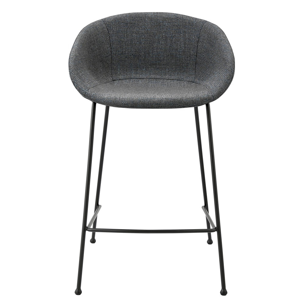 EURO STYLE, INC. Eurostyle 30497GRYBLU  Zach-C Fabric Counter Stools, Matte Black/Gray-Blue, Set Of 2 Stools