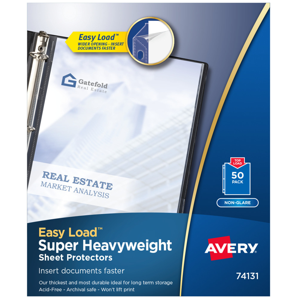 AVERY PRODUCTS CORPORATION 74131 Avery Top-Loading Nonstick Sheet Protectors, Super Heavyweight, 8 1/2in x 11in, Box Of 50