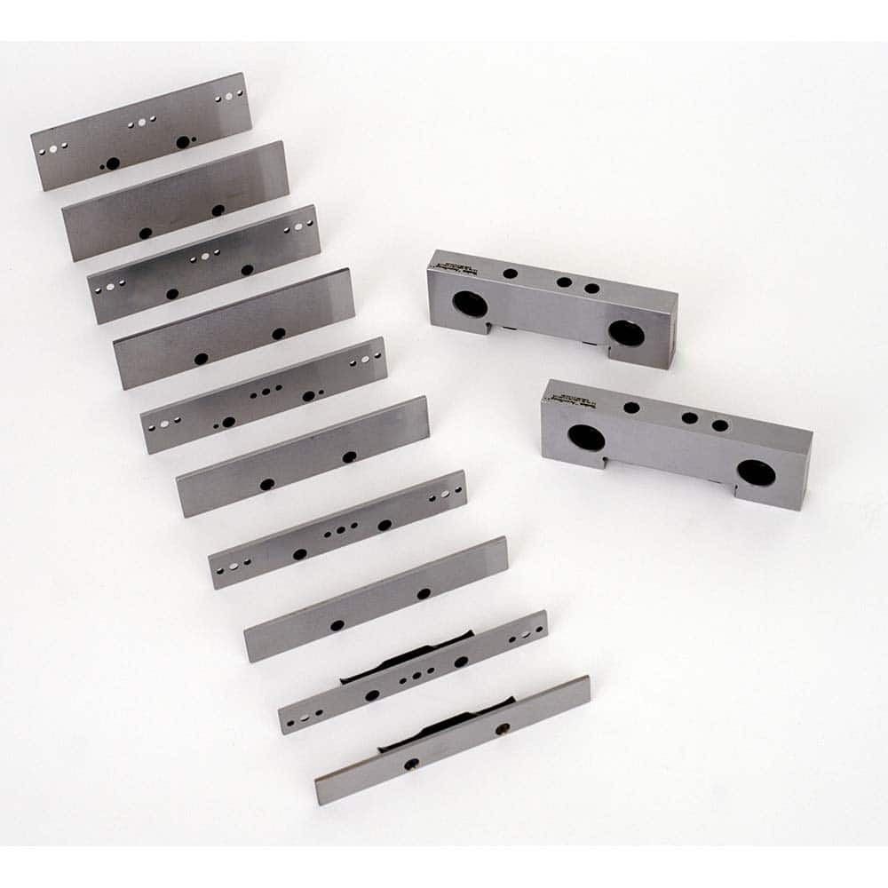 Toolex AAP4002 Vise Jaw Sets; Jaw Width (mm): 101.6; Jaw Width (Inch): 4; Set Type: Component Kit; Material: Steel; Vise Compatibility: 4" Vises; Jaw Height (mm): 34.29; Jaw Height (Decimal Inch): 1.35; Jaw Thickness (Decimal Inch): 3.98; Hard or Sof