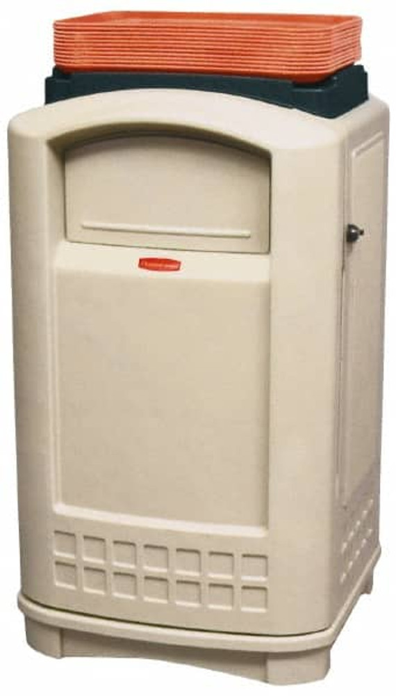 Rubbermaid FG396300BEIG Trash Can: 50 gal, Rectangle, Beige