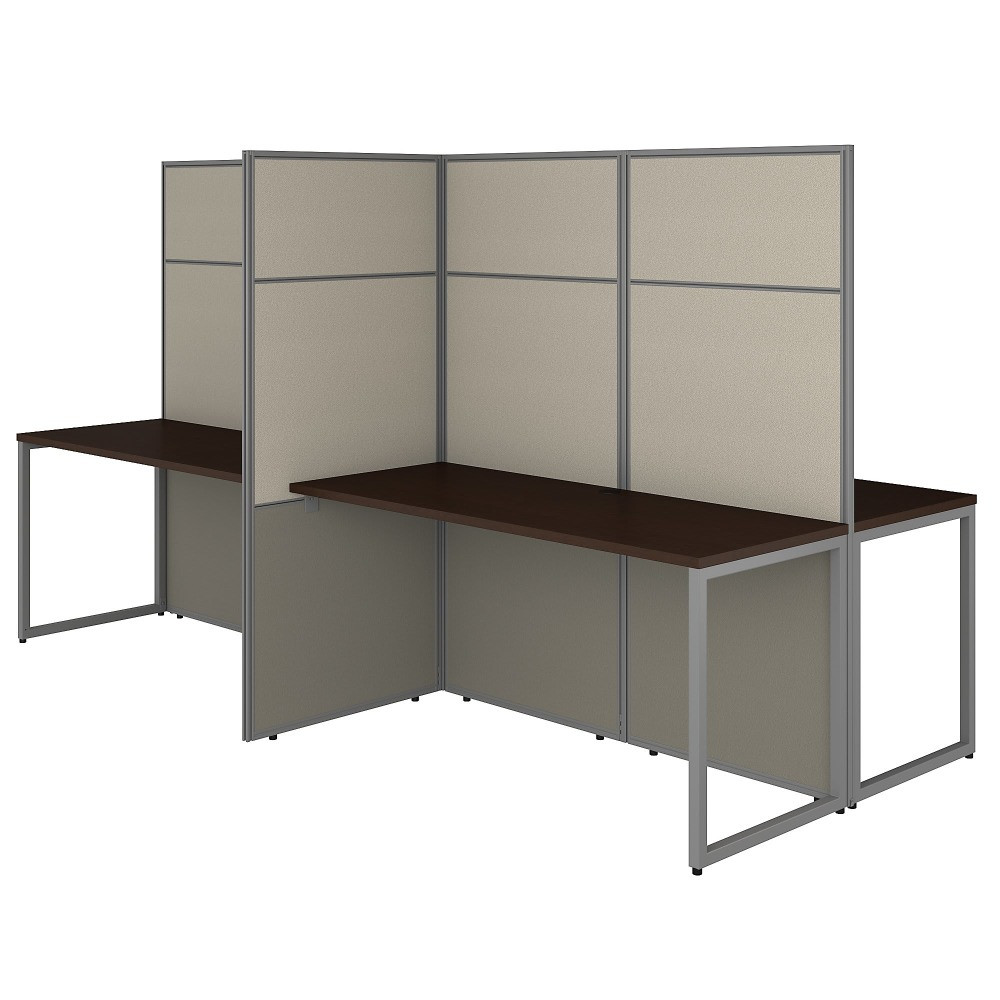 BUSH INDUSTRIES INC. EODH660MR-03K Bush Business Furniture Easy Office 60inW 4-Person Cubicle Desk Workstation With 66inH Panels, Mocha Cherry, Standard Delivery
