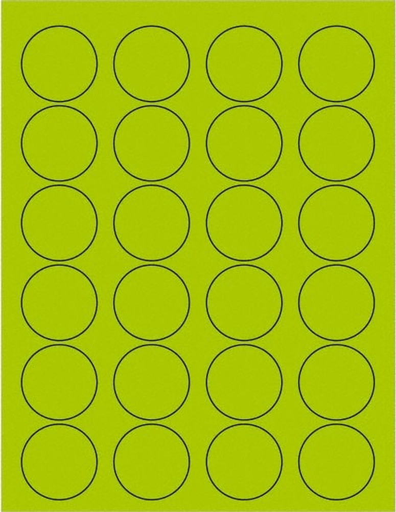 Tape Logic LL193GN Label Maker Label: Fluorescent Green, Paper, 1-5/8" OAL, 1-5/8" OAW, 2,400 per Roll