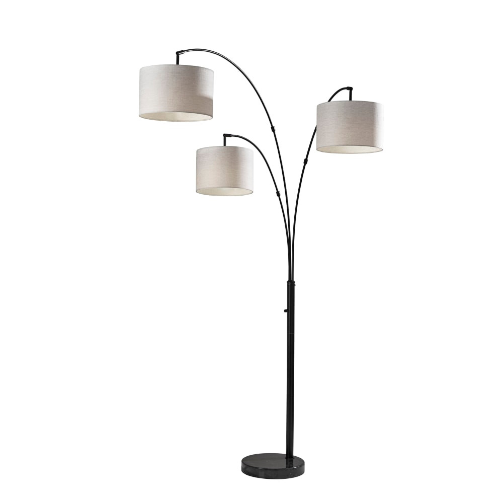 ADESSO INC 4250-01 Adesso Bowery 3-Arm Arc Floor Lamp, 73-1/2inH, Taupe Shade/Matte Black Base