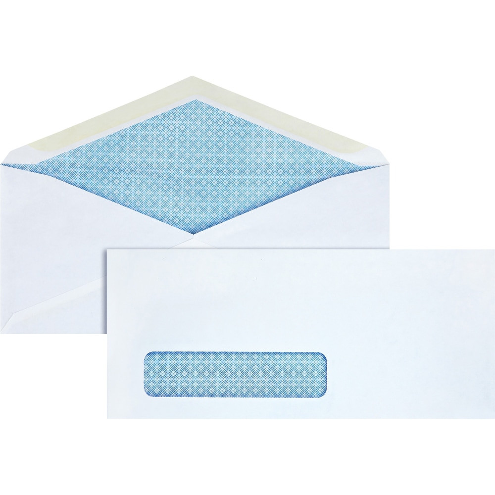 SP RICHARDS 42205 Business Source No. 10 Tinted Diagonal Seam Window Envelopes - Security - #10 - 9 1/2in Width x 4 1/8in Length - 24 lb - Gummed - Wove - 500 / Box - White