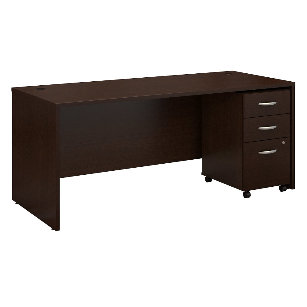 BUSH INDUSTRIES INC. SRC113MRSU Bush Business Furniture Components 72inW Office Computer Desk With Mobile File Cabinet, Mocha Cherry, Standard Delivery