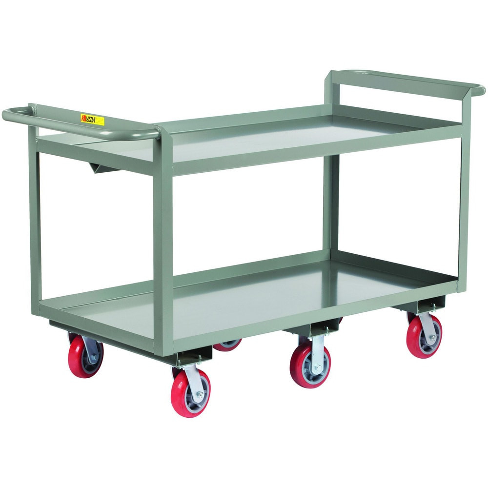 Little Giant. GL6W2448-6PY-2H Carts; Cart Type: Double Handled Heavy-Duty Shelf Truck ; Caster Type: 2 Rigid; 4 Swivel ; Brake Type: No Brake ; Width (Inch): 24 ; Assembly: Comes Assembled ; Material: Steel