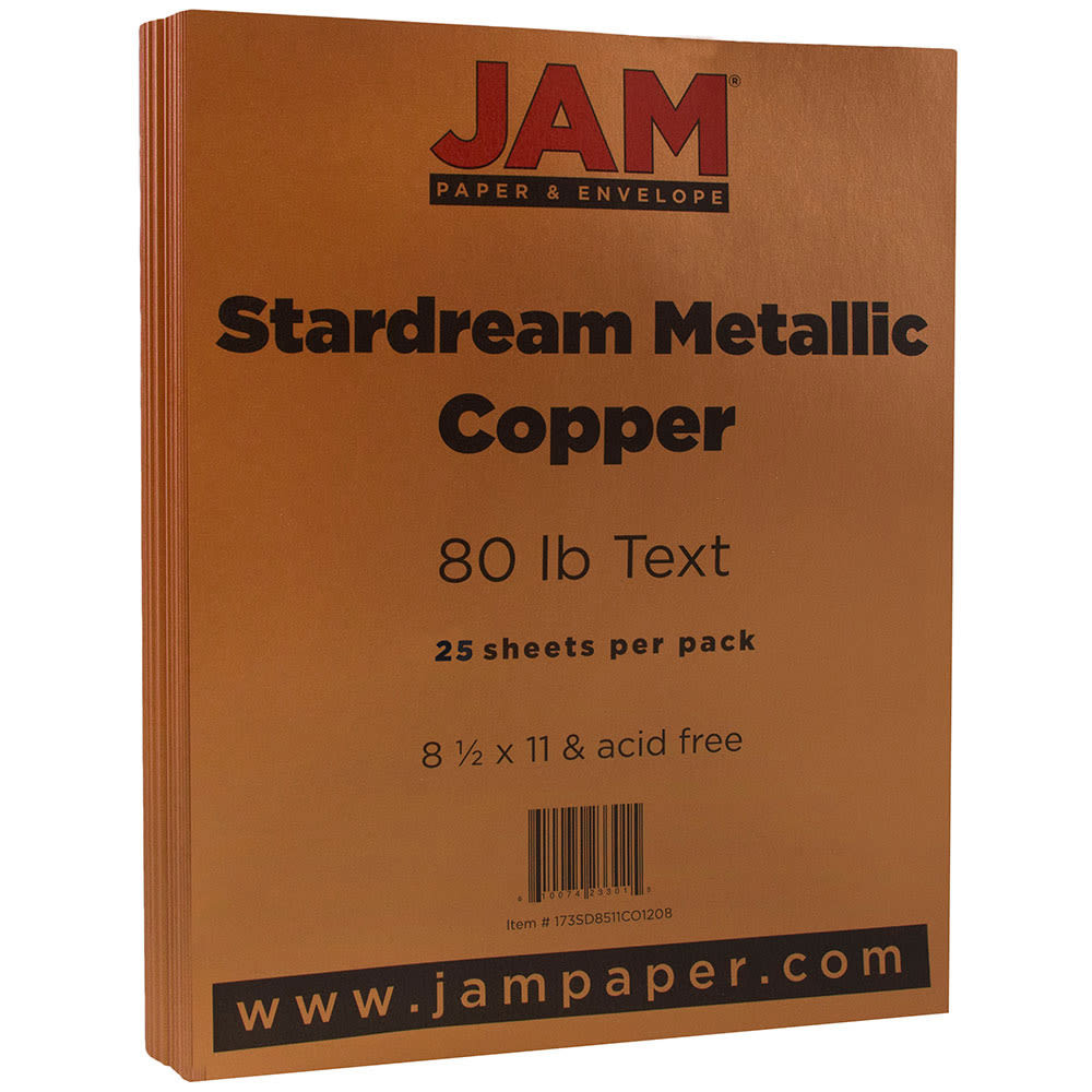 MEDLINE INDUSTRIES, INC. 173SD8511CO120B JAM Paper Color Multi-Use Card Stock, Copper Metallic, Letter (8.5in x 11in), 80 Lb, Pack Of 25