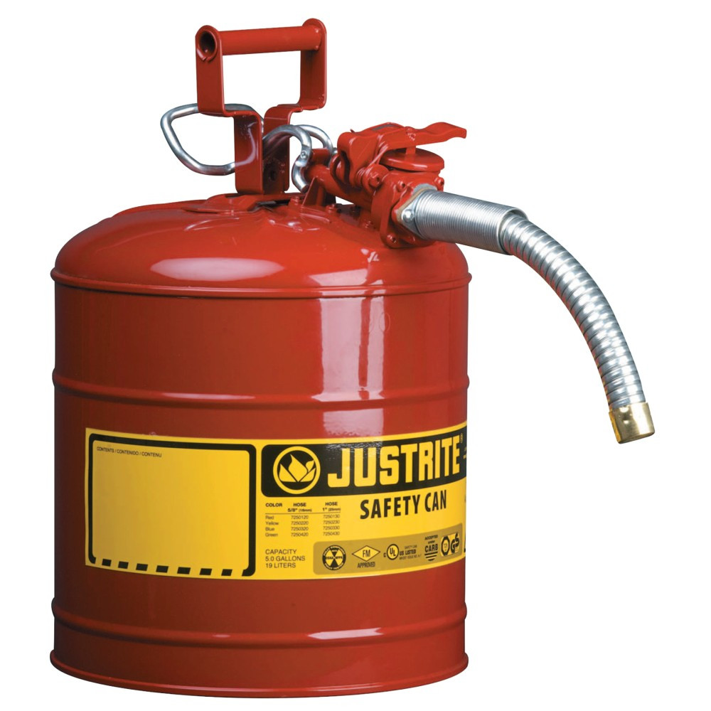 R3 SAFETY LLC R3 Safety 7225130 Type II AccuFlow Safety Cans, Flammables, 2.5 gal, Red, Flame Arrestor, 1 Hose