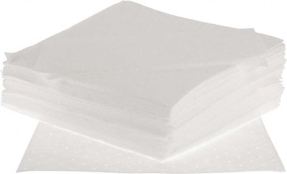 Brady SPC Sorbents BPO100 Sorbent Pad: Oil Only Use, 15" Wide, 17" Long, 20.5 gal, White