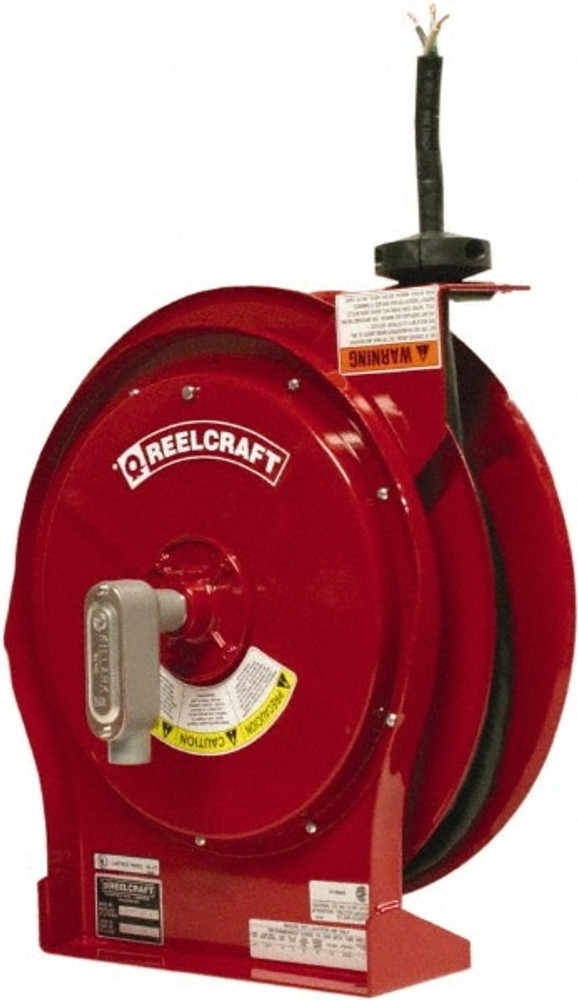 Reelcraft L 5550 124 X Cord & Cable Reel: 12 AWG, 50' Long, Flying Lead End