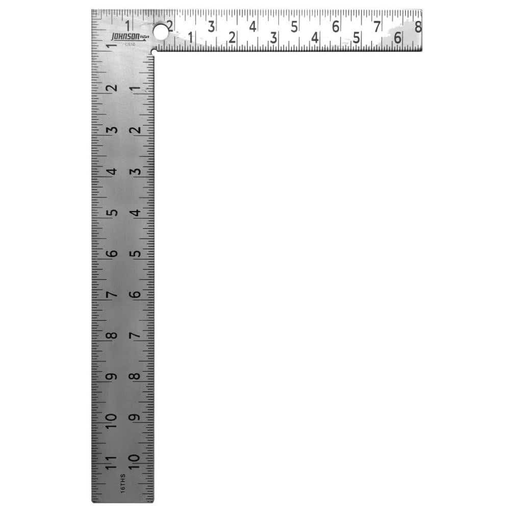 Johnson Level & Tool CS10 12" Blade Length x 8" Base Length, Powder Coated Finish, Steel Carpenters' Square