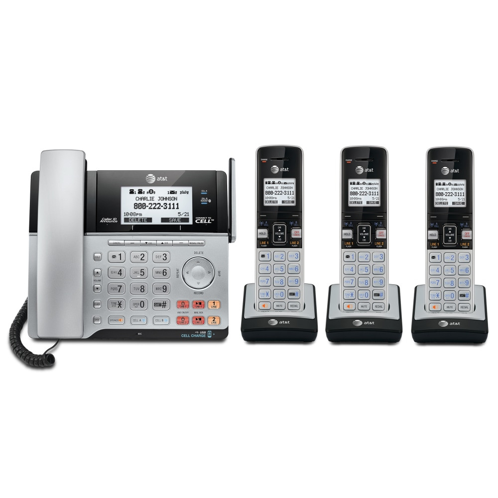 VTECH HOLDINGS LTD 80-1258-00 AT&T TL86103 2-Line DECT 6.0 Expandable Corded/Cordless Phone System with Digital Answering System