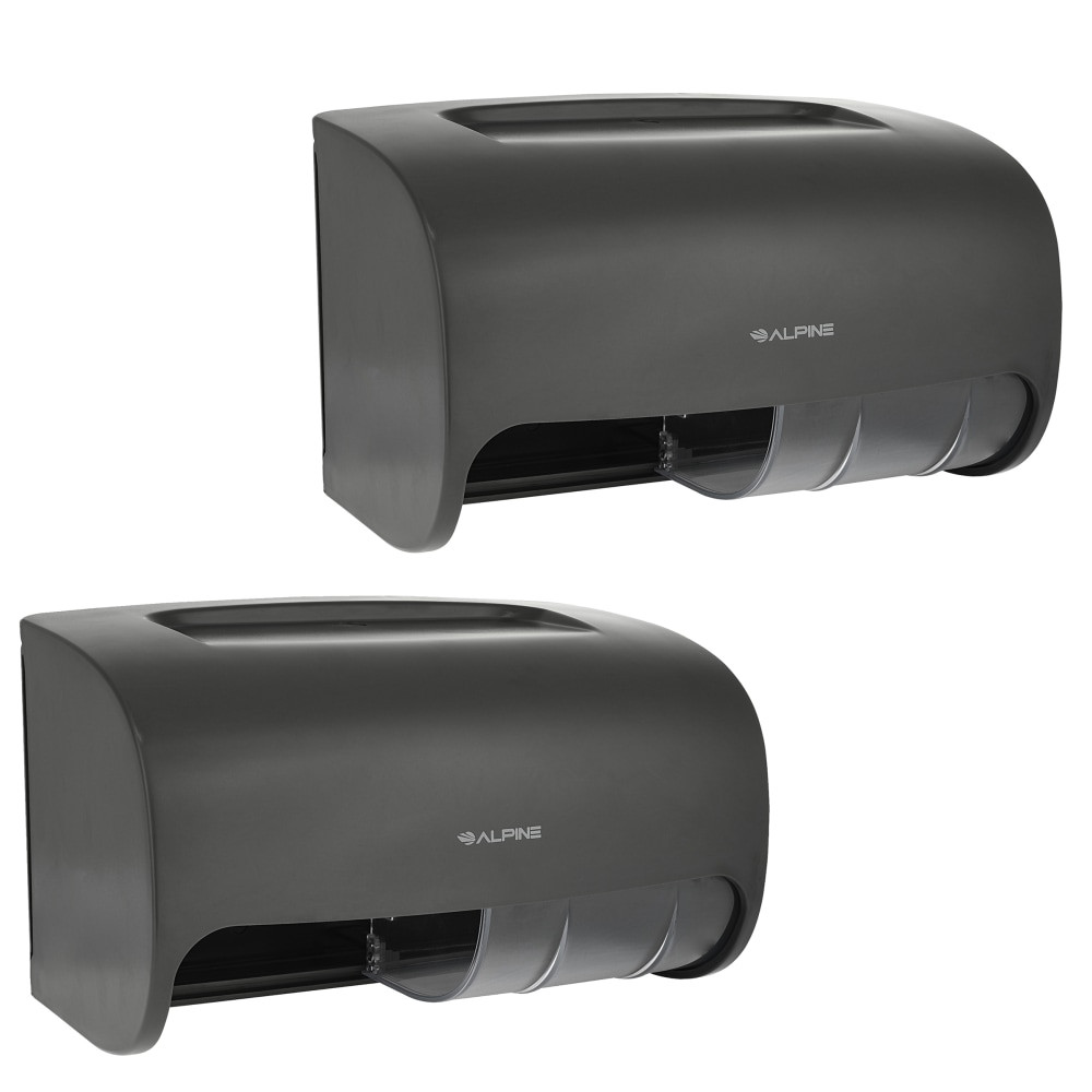 ADIR CORP. ALP452-GRY-2PK Alpine Double Roll Jumbo Toilet Paper Dispensers, 10-5/16inH x 6-5/16inW x 6-5/16inD, Gray, Pack Of 2 Dispensers