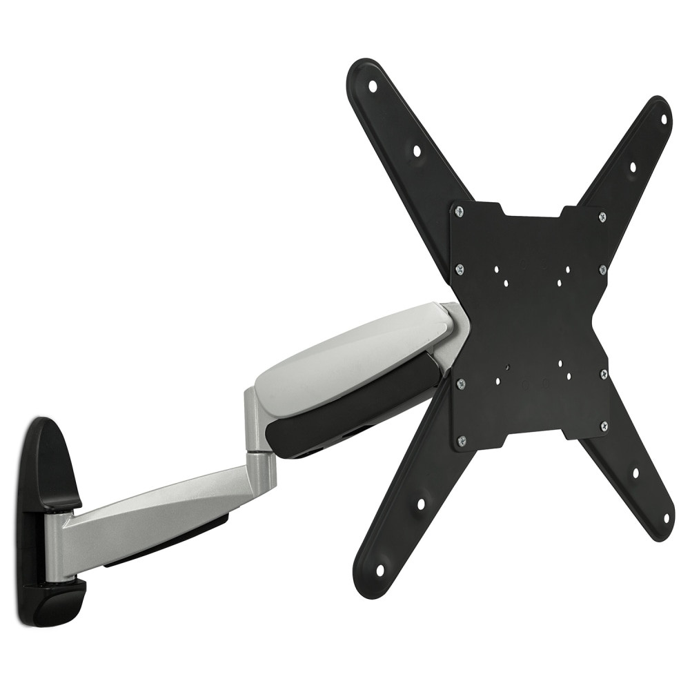 With your TV or computer monitor mounted in your space, you can save room on your floor or desk. This Mount-It! MI-442 TV Wall Mount is height adjustable and holds TVs up to 55in. The mount is made of strong and durable metal and plastic.  Fits screens up to 55in  VESA Compatible (mm): 75x75-400x400  Extension: 21.25in  Materials: Steel, Plastic  Weight Capacity: 44 lbs