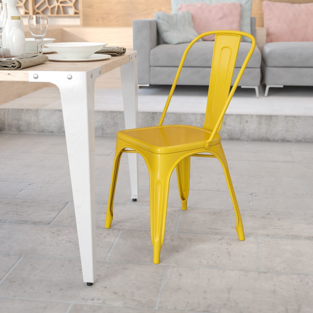 FLASH FURNITURE CH31230YL  Commercial Stackable Chair, Yellow