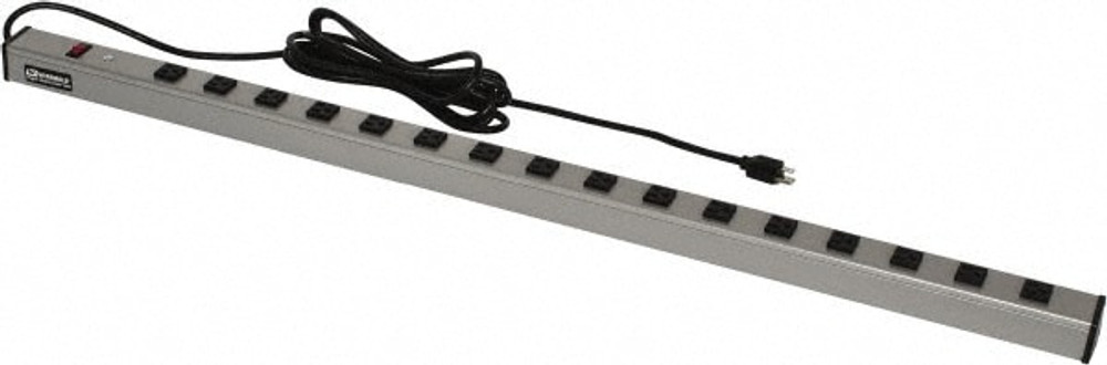 Wiremold UL402BD 16 Outlets, 120 Volts, 15 Amps, 15' Cord, Power Outlet Strip