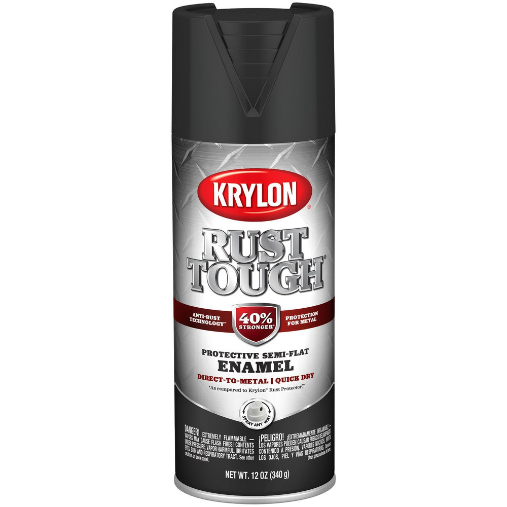 Krylon K09203008 Spray Paints; Product Type: Rustproof Enamel ; Type: Rust Preventative Spray Paint ; Color: Black ; Finish: Semi-Flat ; Color Family: Black ; Container Size (oz.): 12.000