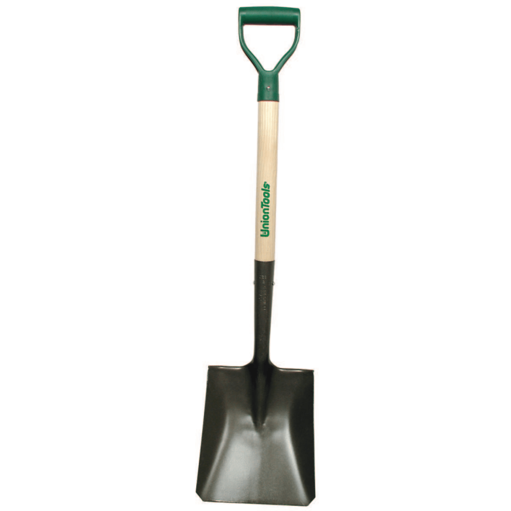 Union Tools 760-42106 Square Transfer Shovel, 28 D-Grip White Ash Handle, 9 1/4x11 1/2, Reversed Step