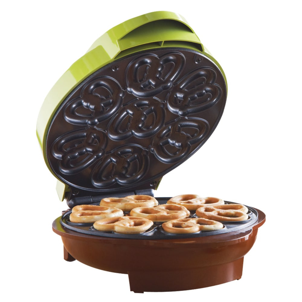 TODDYs PASTRY SHOP Brentwood 99586539M  Mini Pretzel Maker, 4-1/2inH x 9-3/4inW x 8-3/4inD, Green