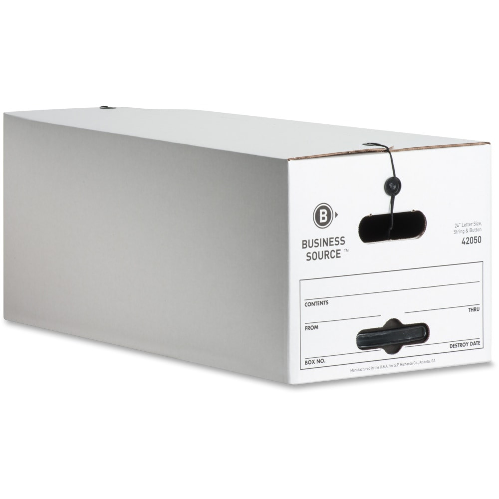 SP RICHARDS Business Source 42050  Light Duty Letter Size Storage Box - External Dimensions: 12in Width x 24in Depth x 10inHeight - 350 lb - Media Size Supported: Letter - Light Duty - Stackable - White - For File - Recycled - 12 / Carton