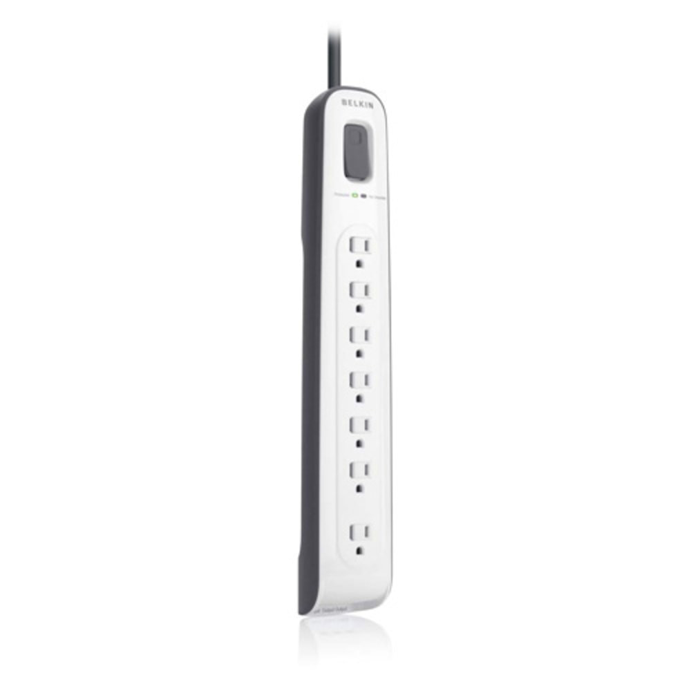 BELKIN, INC. Belkin BV107200-12  7-Outlet AV Surge Protector with 12-Ft Power Cord and Telephone Protection, 2000 Joules (BV107200-12),White - 7 x AC Power - 1875 VA - 2280 J - 125 V AC Input - 125 V AC Output - 102 kA - Fax/Modem/Phone - 12 ft