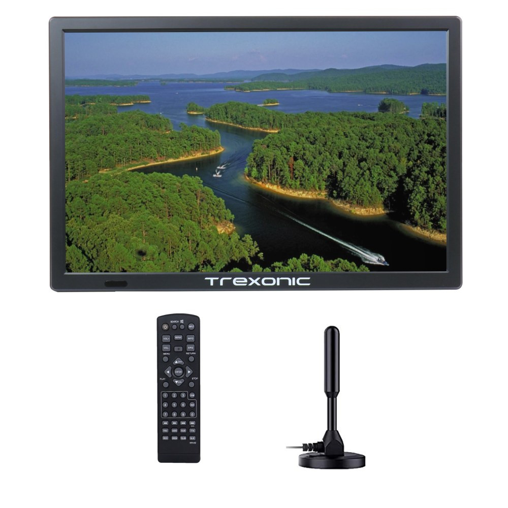 MEGAGOODS, INC. 995116546M Trexonic Portable Rechargeable 15.4in LED TV, Black