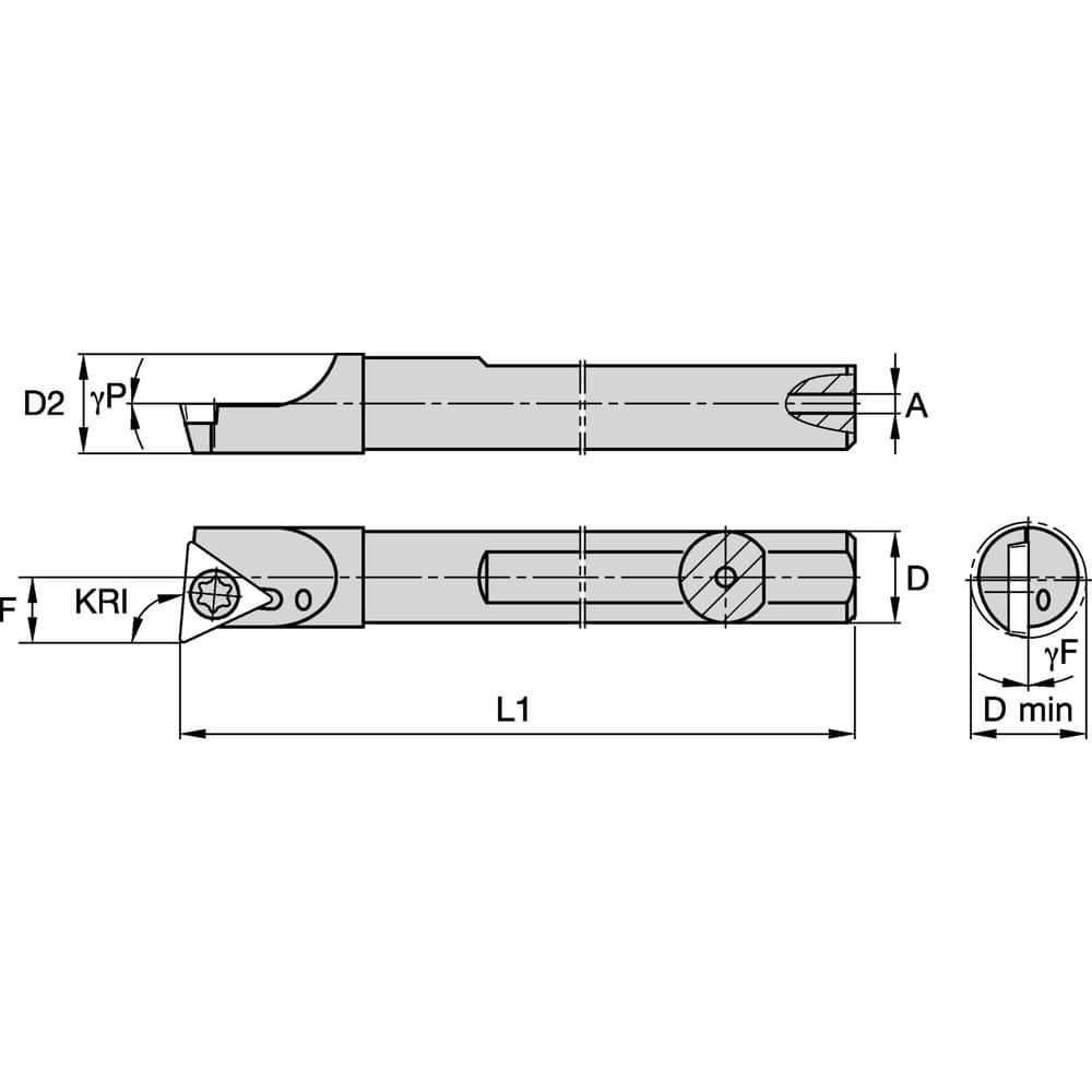 Widia 2829566 Indexable Boring Bars; Minimum Bore Diameter (mm): 7.060 ; Maximum Bore Depth (mm): 18.00 ; Toolholder Style: FSBM ; Tool Material: Steel ; Shank Diameter (mm): 6.0000 ; Hand of Holder: Right Hand