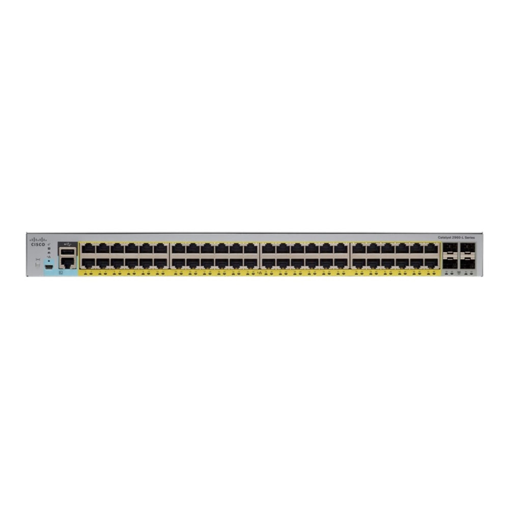 CISCO WS-C2960L-SM-48PS  Catalyst 2960L-SM-48PS - Switch - L3 - smart - 48 x 10/100/1000 (PoE+) + 4 x 1 Gigabit Ethernet SFP+ - rack-mountable - PoE+ (370 W)