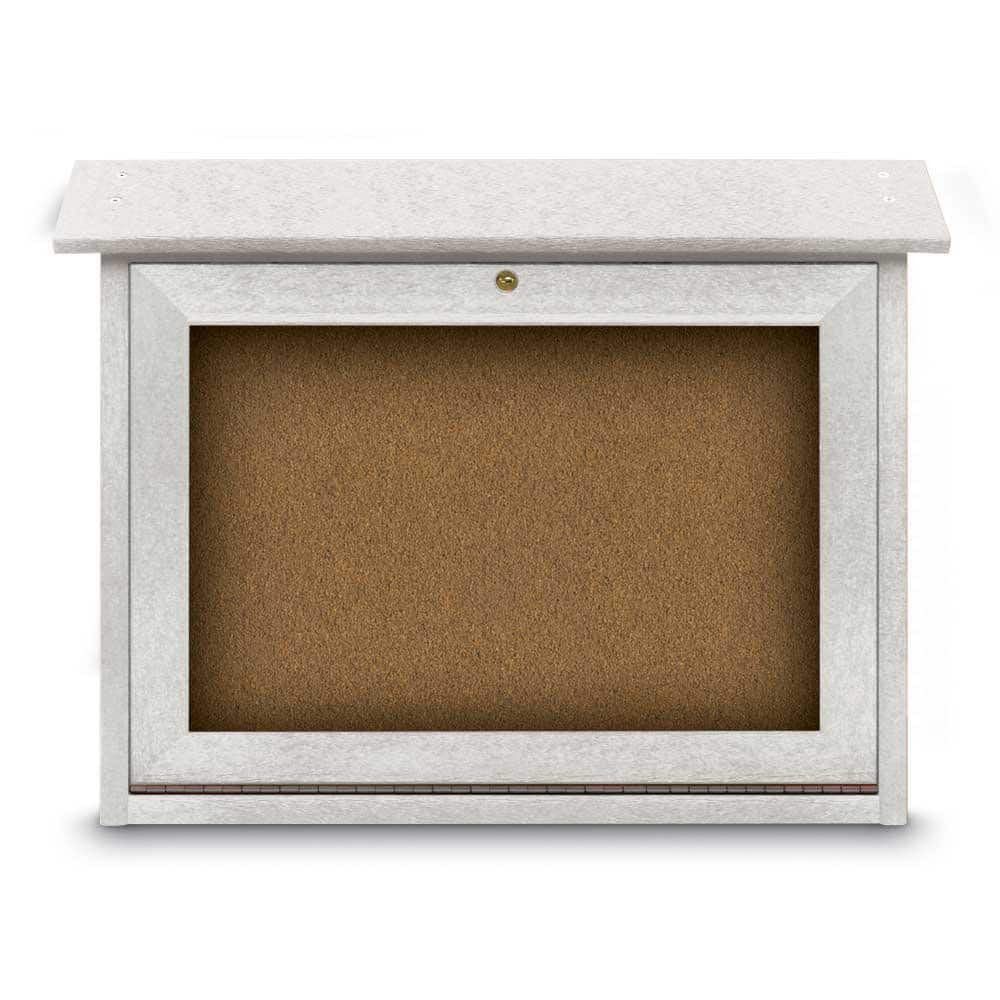 United Visual Products UVDSSM2418-WHIT Enclosed Bulletin Board: 24" Wide, 18" High, Cork, Tan