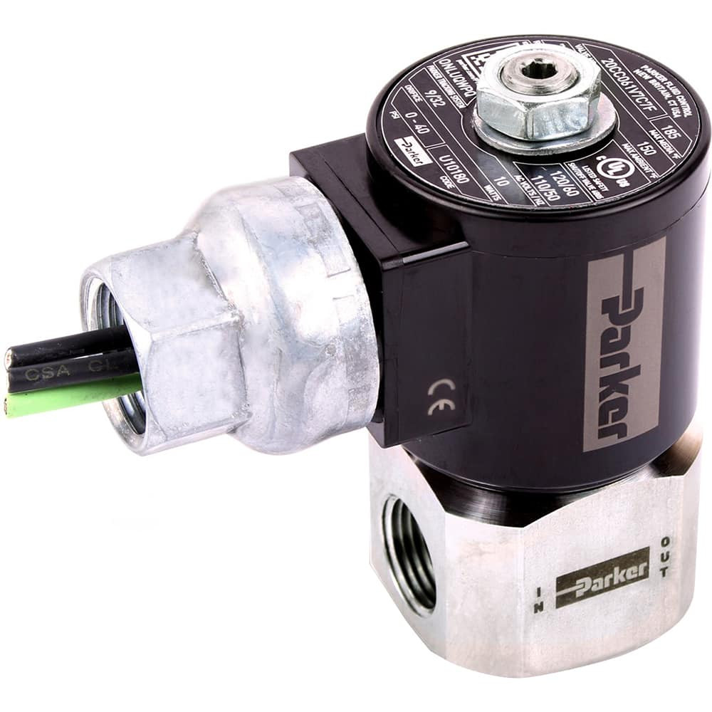 Parker 20CC04TV7C7B Solenoid Valve: 2-Way & 2-Position, 1/4" Port