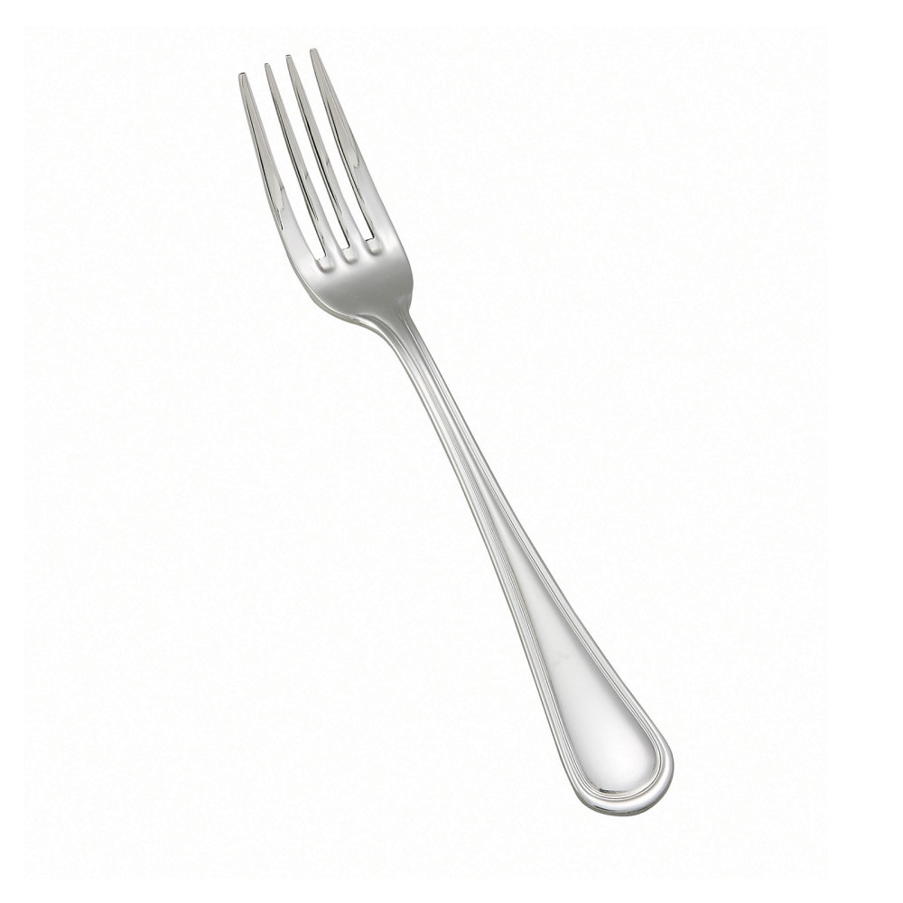 Pick food up for your plate easily with this dinner fork. The Continental pattern on the edge of the handle offers a touch of style.  18/0 stainless steel construction is resistant to corrosion.  Continental pattern delivers a classy accent.  Extra-heavy mirror finish provides premier reflection ability.  Spoon measures 1-5/16in x 2-1/2in x 8in.  12-pack of forks keeps your cutlery drawer stocked.