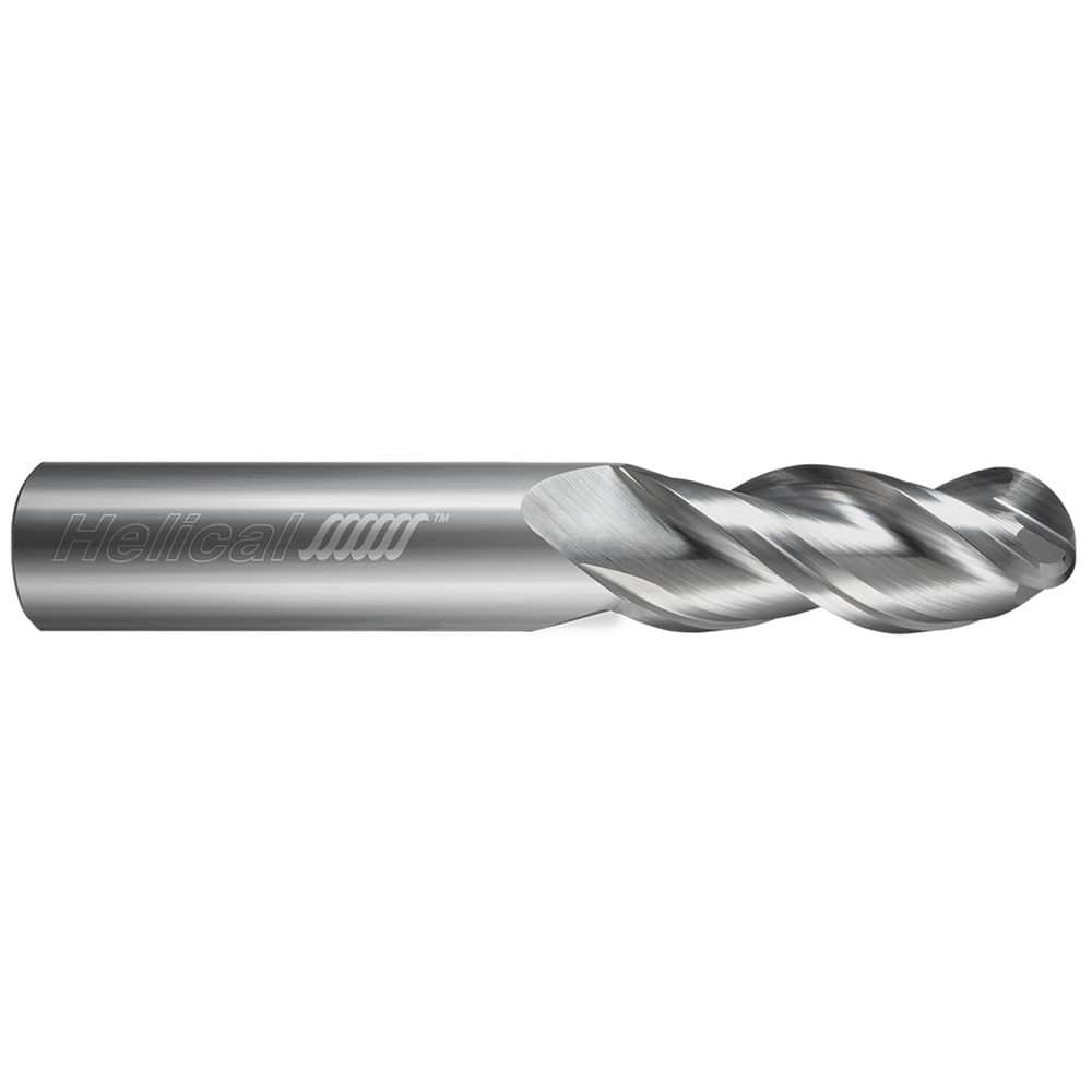 Helical Solutions 86972 Ball End Mill:  0.2500" Dia,  2.0000" LOC,  3 Flute,  Solid Carbide