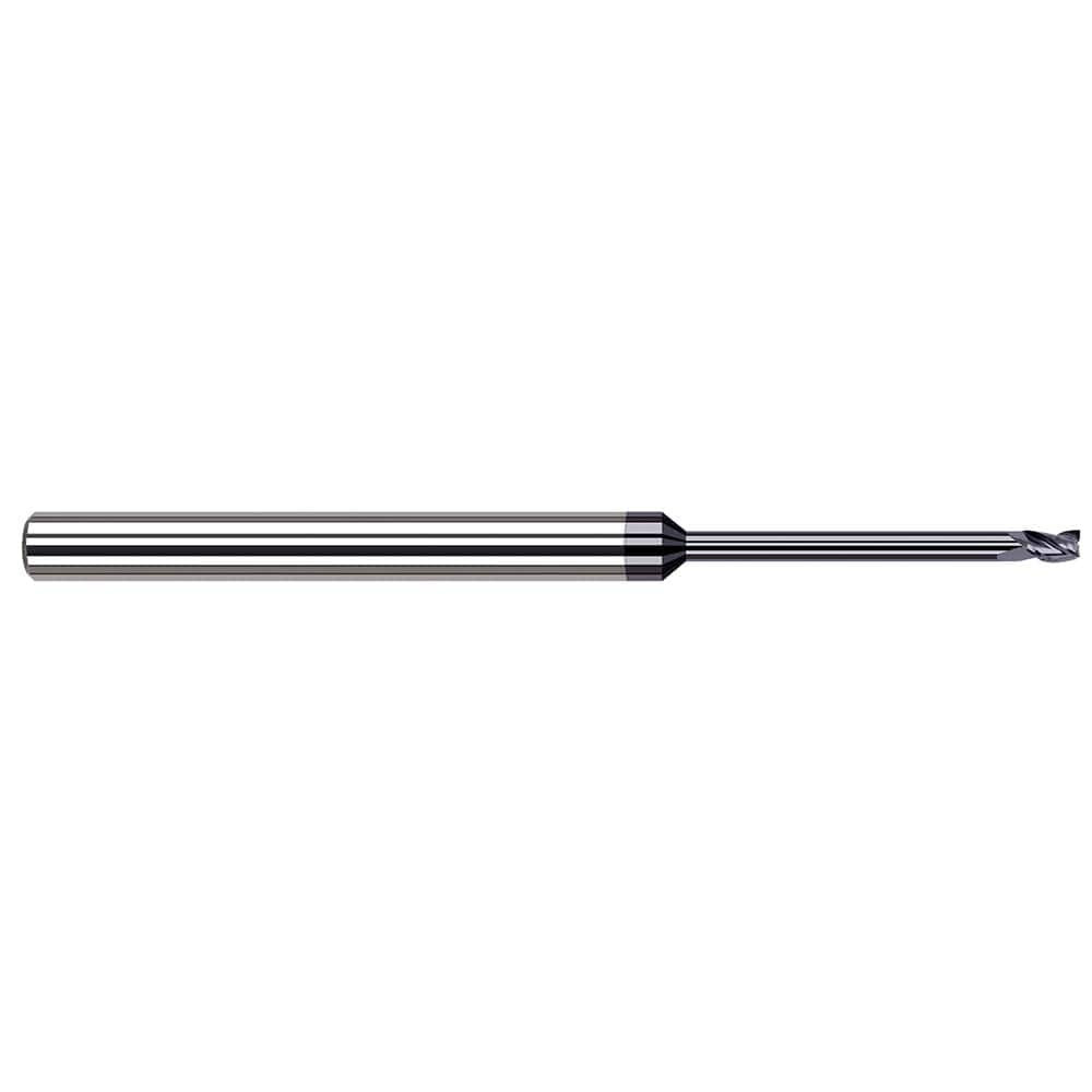 Harvey Tool 35431-C3 Square End Mill:  0.0310" Dia, 0.046" LOC, 0.125" Shank Dia, 2.5" OAL, 3 Flutes, Solid Carbide