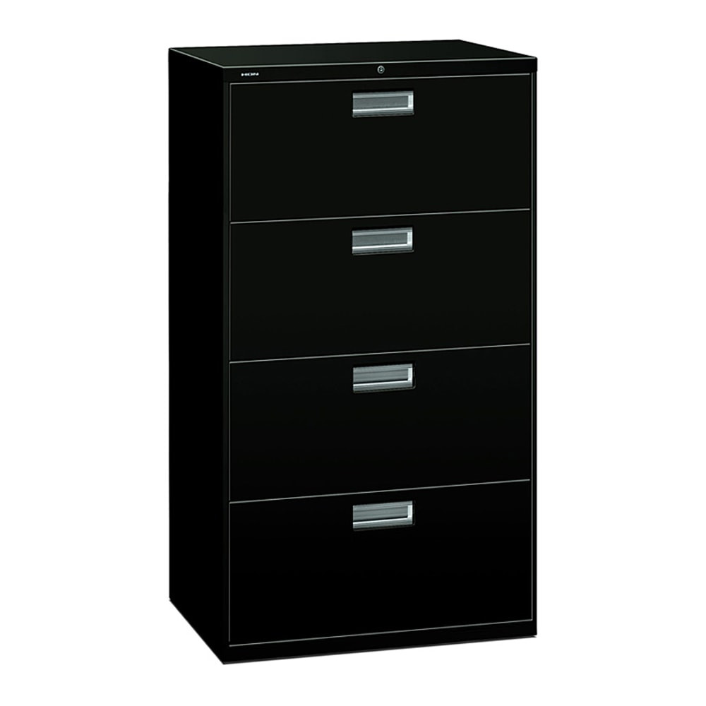 HNI CORPORATION HON 674LP  600 30inW x 19-1/4inD Lateral 4-Drawer File Cabinet With Lock, Black