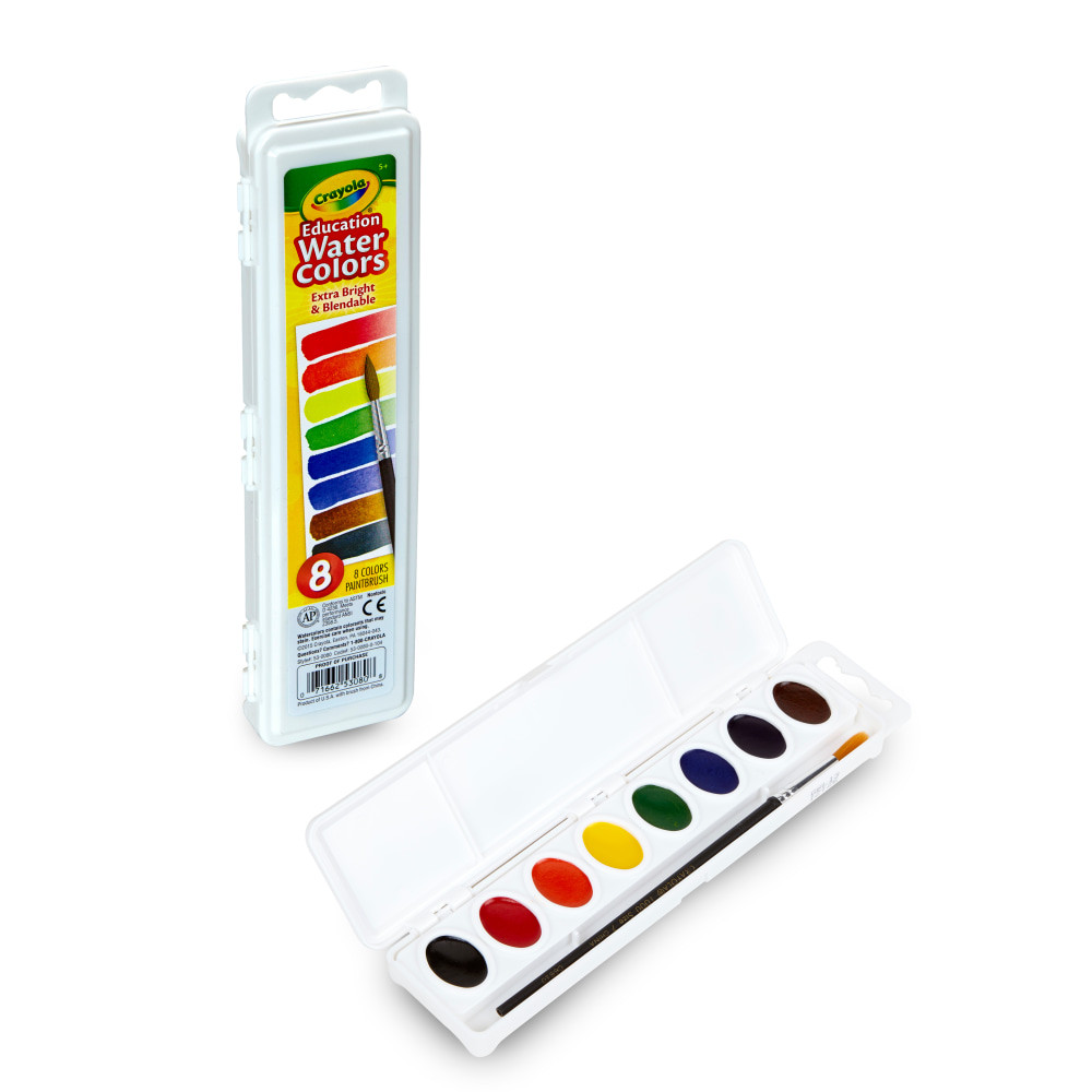 CRAYOLA LLC Crayola 53-0080  Watercolor Set With Brush, Oval Pan, Set Of 8 Colors