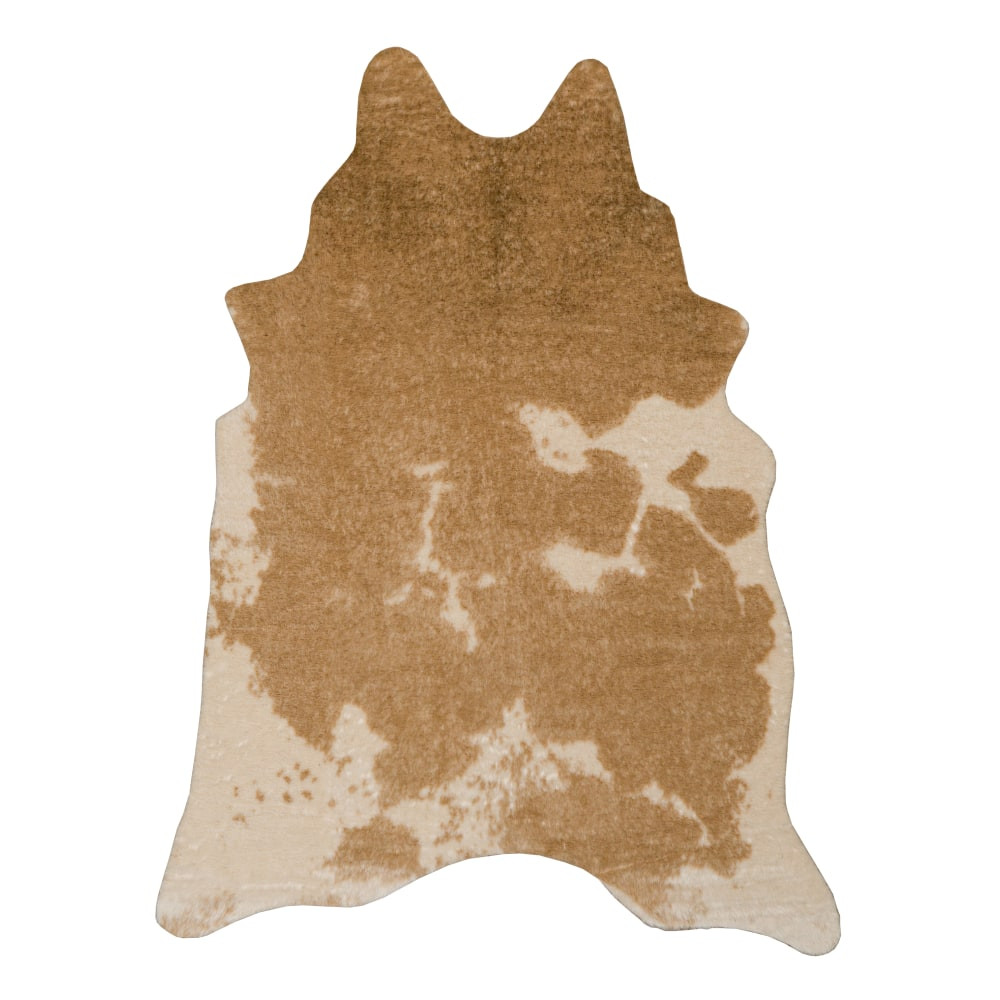 LINON HOME DECOR PRODUCTS, INC OD4719 Linon Austin Faux Cowhide Area Rug, 60in x 79in, Caramel/Cream