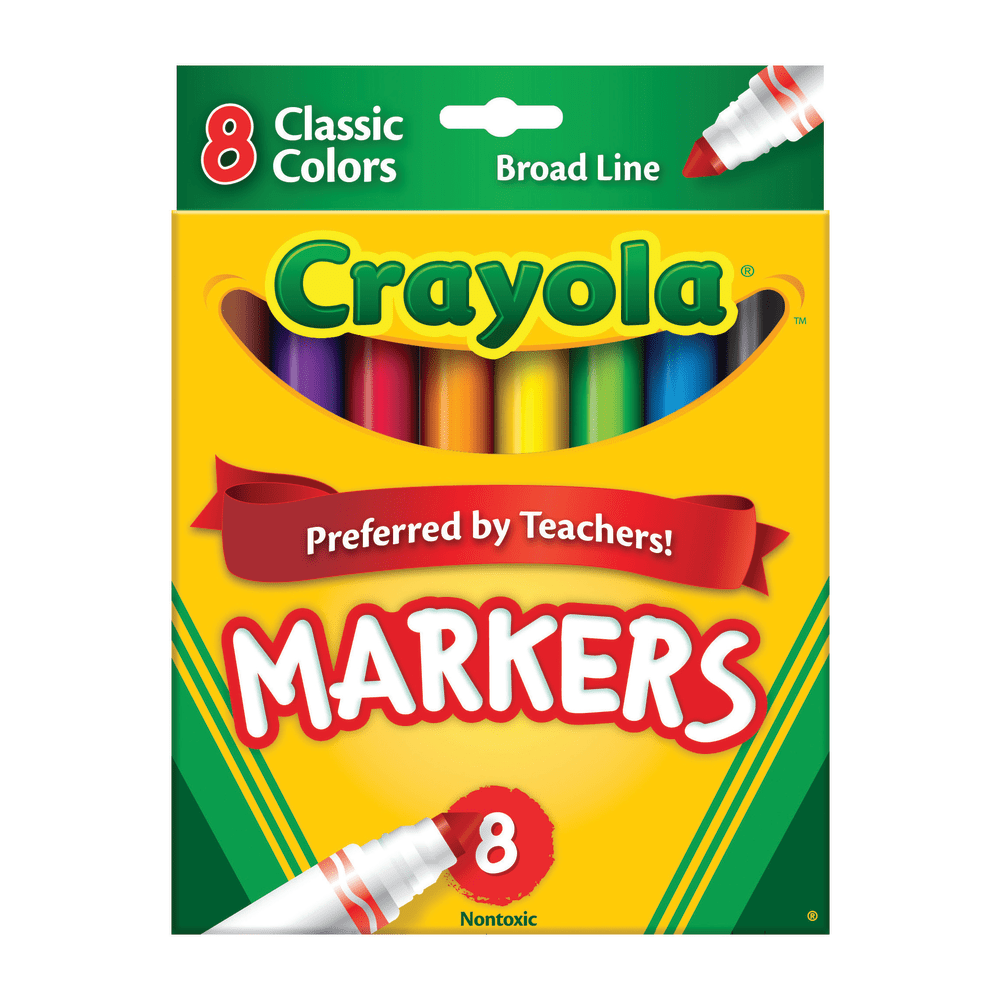 CRAYOLA LLC Crayola 58-7708  Broad Line Markers, Assorted Classic Colors, Pack Of 8