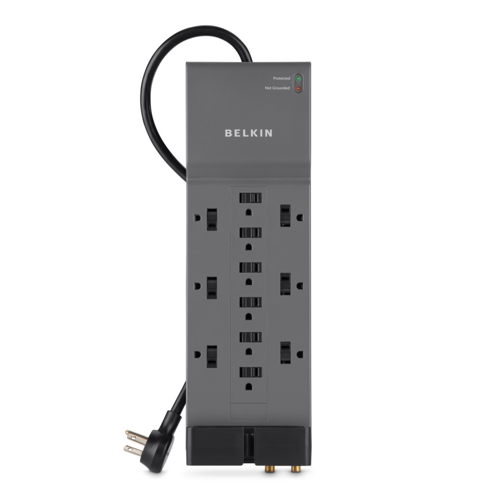 BELKIN, INC. BE112230-08 Belkin Home/Office Series Surge Protector, 12 Outlets, Phone Line And Coaxial Protection, 8ft Cord, 3780 Joules, Black