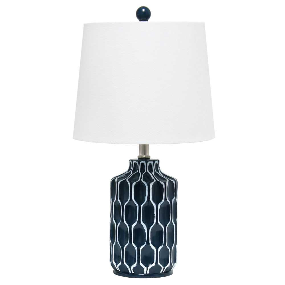 ALL THE RAGES INC LHT-5034-BL Lalia Home Moroccan Table Lamp, 22inH, White Shade/Blue Base