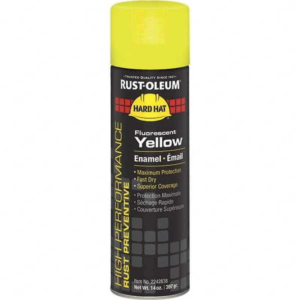 Rust-Oleum 2242838 Rustproof Enamel Spray Paint: Yellow, Fluorescent, 14 oz