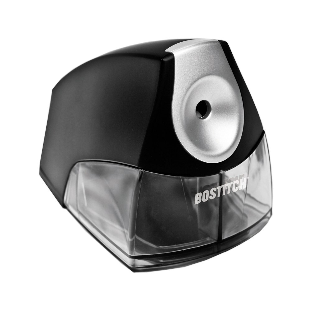 Pencil sharpener with space-saving, compact design  Powerful motor for stall-free operation under normal use.  High-capacity, easy-clean shavings tray with safety switch to prevent operation when tray is removed.  Backed by the manufacturers 7-year limited warranty.