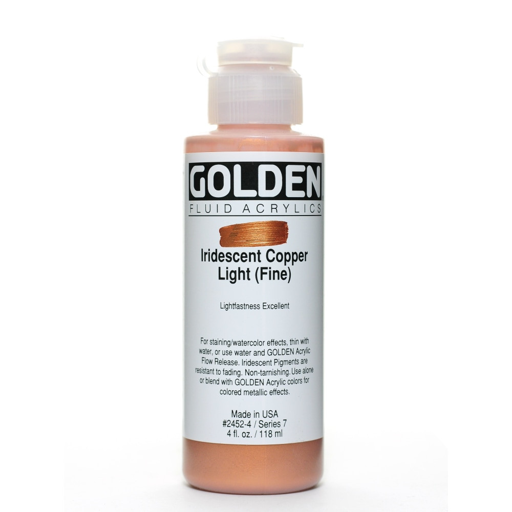 GOLDEN ARTIST COLORS, INC. Golden 2452-4  Fluid Acrylic Paint, 4 Oz, Iridescent Copper Light Fine
