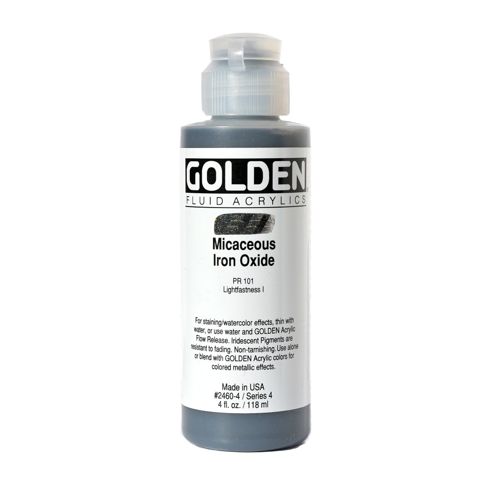 GOLDEN ARTIST COLORS, INC. 2460-4 Golden Fluid Acrylic Paint, 4 Oz, Iridescent Micaceous Iron Oxide