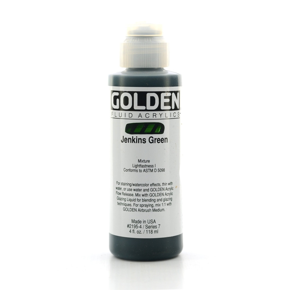 GOLDEN ARTIST COLORS, INC. Golden 2195-4  Fluid Acrylic Paint, 4 Oz, Jenkins Green