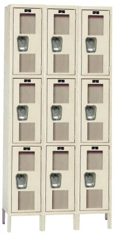 Hallowell USV3228-3PT 3-Wide Locker: 12" Wide, 11" Deep, 78" High, Padlock