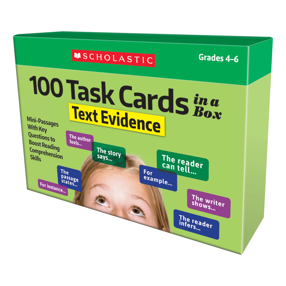 SCHOLASTIC INC 9781338552652 Scholastic 100 Task Cards In A Box: Text Evidence, Grades 4-6