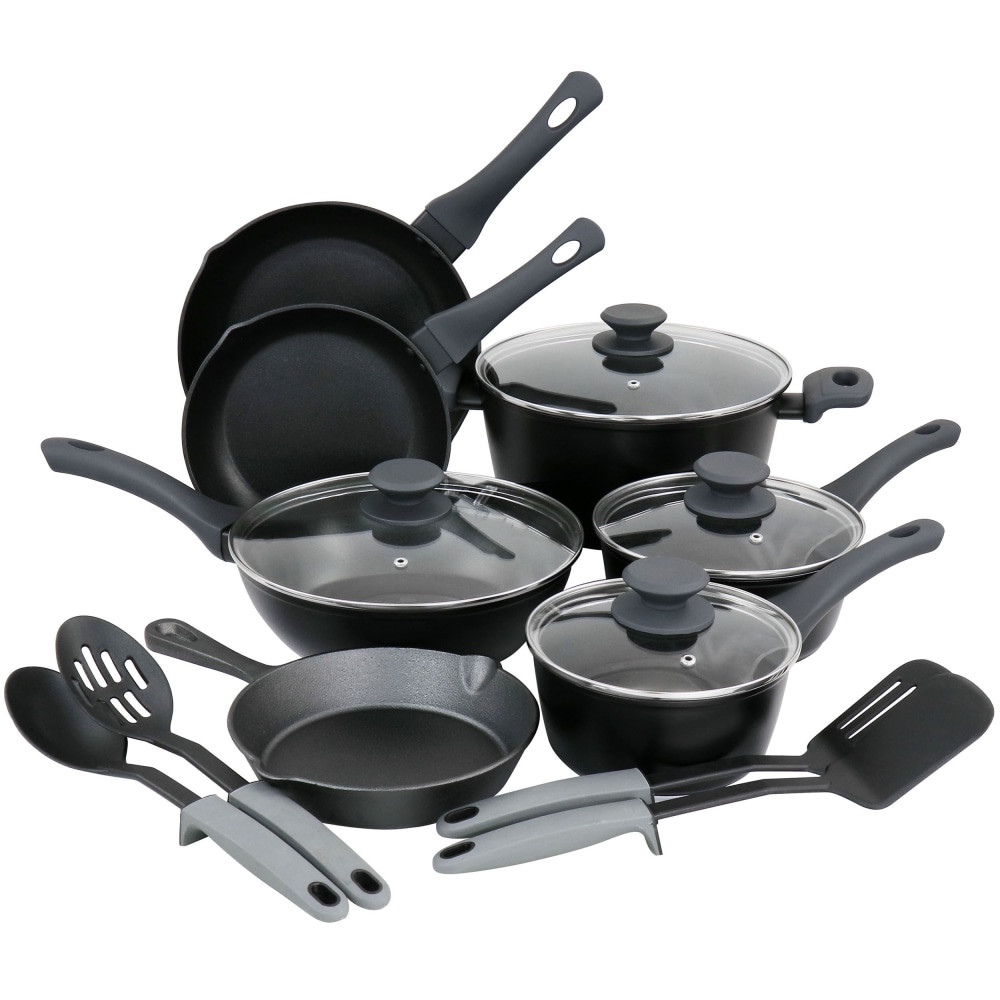 GIBSON OVERSEAS INC. Gibson Elite 995117319M  Soho Lounge 15-Piece Aluminum Non-Stick Cookware Set, Black