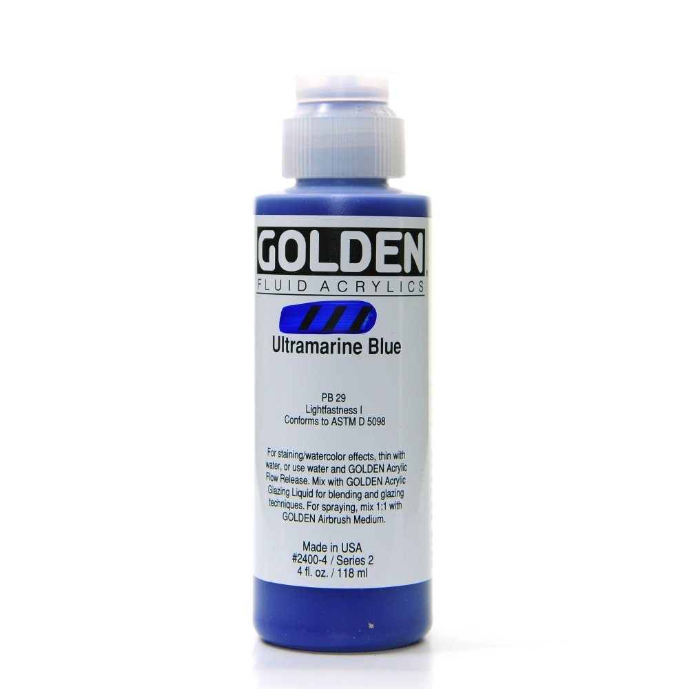 GOLDEN ARTIST COLORS, INC. Golden 2400-4  Fluid Acrylic Paint, 4 Oz, Ultramarine Blue