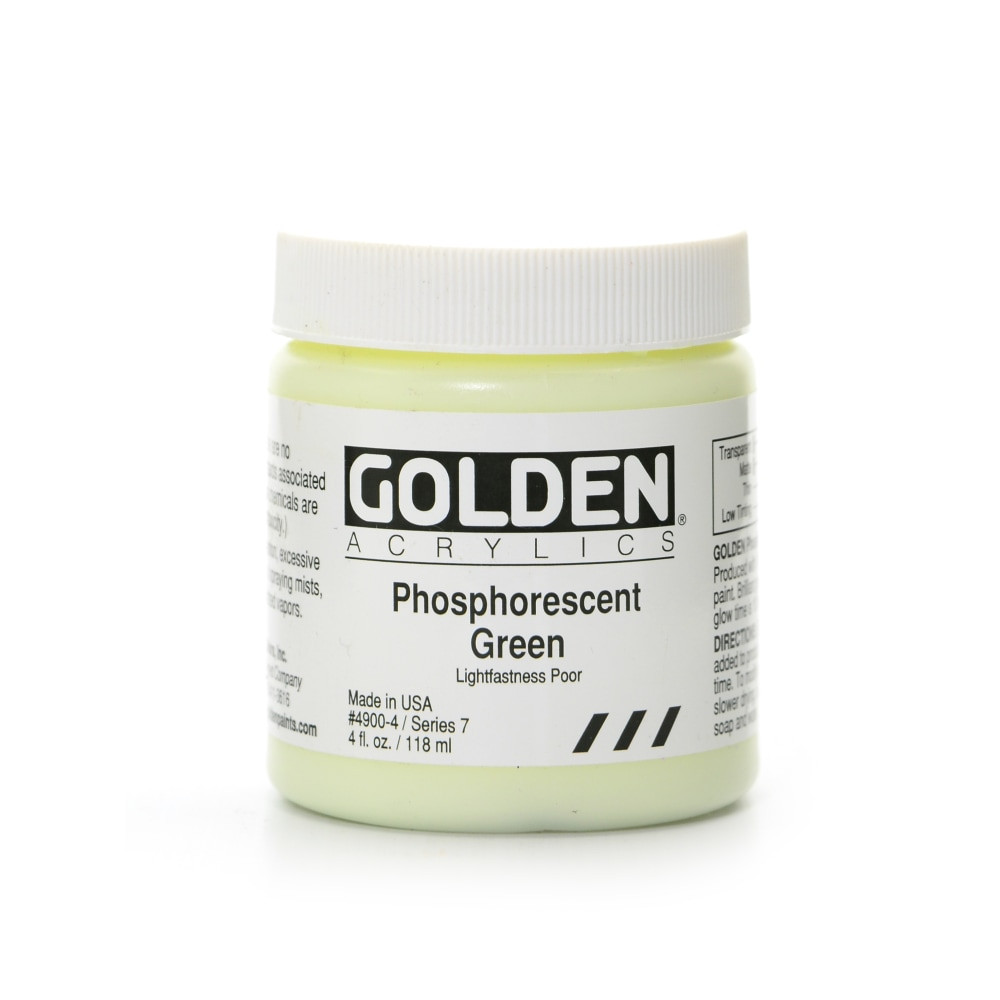 GOLDEN ARTIST COLORS, INC. 4900-4 Golden Heavy Body Acrylic Paint, 4 Oz, Phosphorescent Green